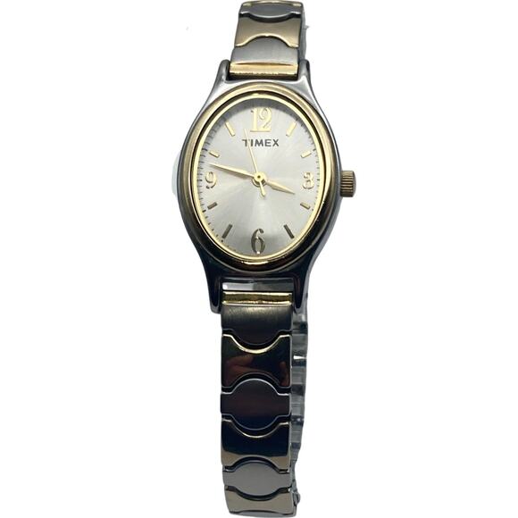 Timex Women's Watch 21mm Gold Silver Tones Expandable Band - New Battery - Picture 1 of 7